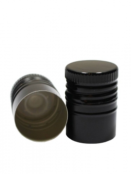 Aludeckel Longcap PP31,5 schwarz mit Ausgiesser und Gewinde